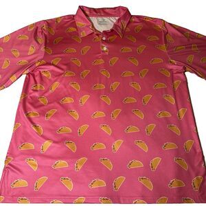 Obnoxious Golf Men's Size 2XL Taco Polo Shirt Pink Novelty Golf